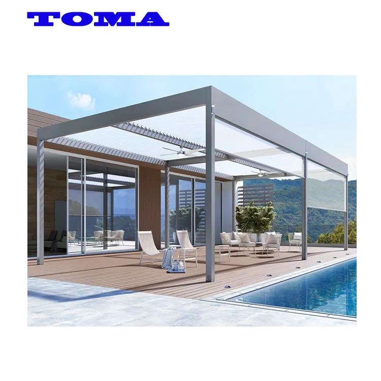 AS2047 TOMA Good quality aluminium louver shutters window exterior waterproof aluminum louvered roof pergola kits