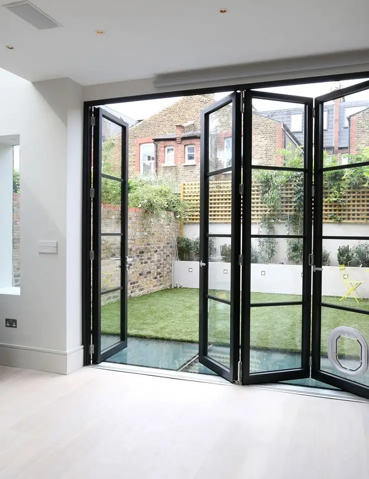 TOMA Aluminium folding glass door for apartment front door with glass double glazed glass door