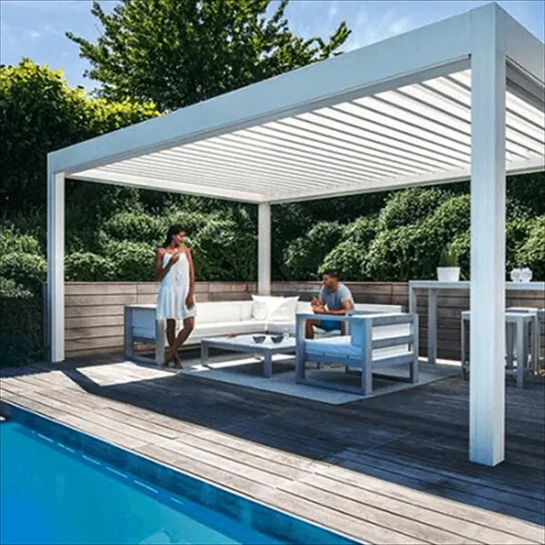 Aluminum pergola motorized louver aluminium automatic roof louvers pergola aluminium pergola retractable roof with roller blind